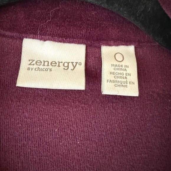 Zenergy By Chicos Plum Color Velour Zip Up in Size 0 (Small) - Picture 8 of 10